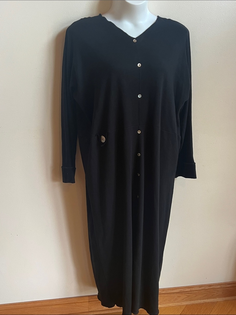 Garb Black Button-Front Long Sleeve Womenโs Dress lagenlook whimsygoth vibes